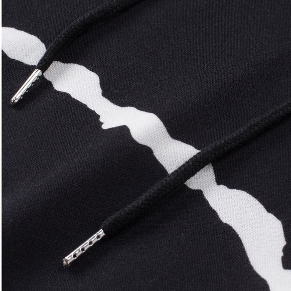 BLACK WHITE TIE DYE STRIPED SOFT DRAWSTRING HOODIE SIZE 2X (18-20) - Picture 7 of 8